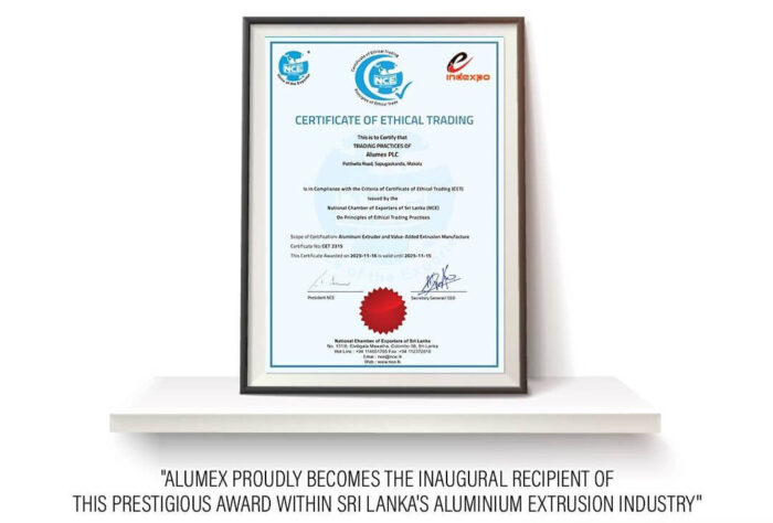 ‘Certificate of Ethical Trading’ - Alumex PLC